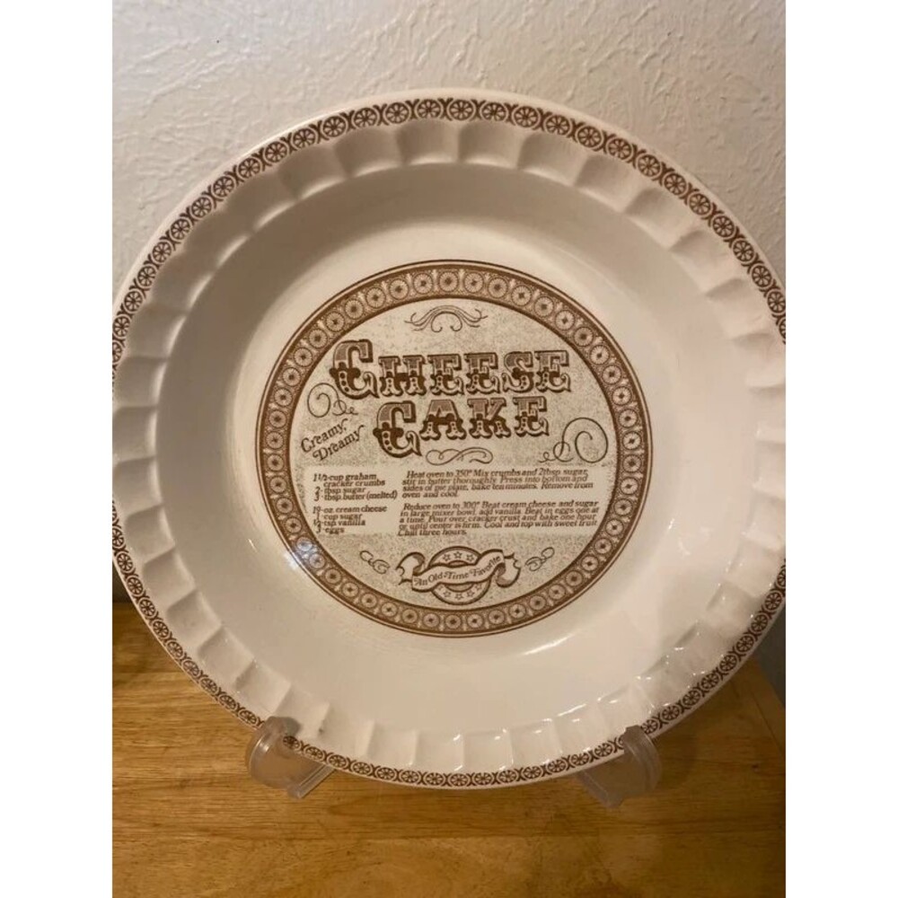 Vintage 1983 Royal China Jeannette Country Harvest Cheesecake Recipe Pie Plate